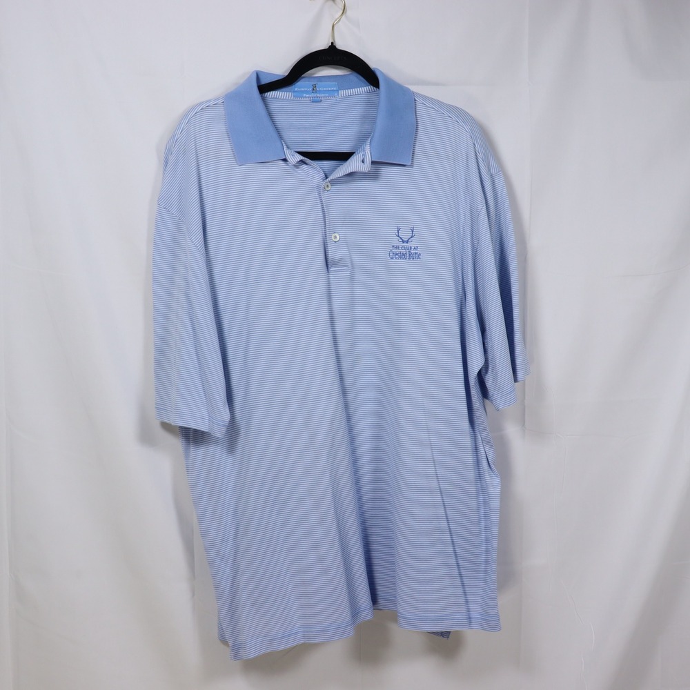 Fairway & Greene Pureformance Golf Polo Mens XXL Blue Stripe Crested Butte